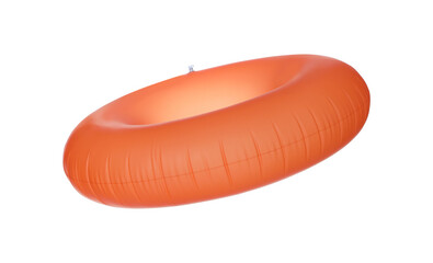Orange inflatable ring isolated on white. Beach accessory