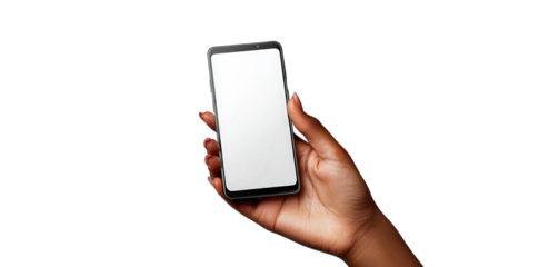 close-up of a hand holding a smartphone with a blank screen against a light background. suggesting a focus on technology and communication the hand appears to have manicured nails. adding a touch of s