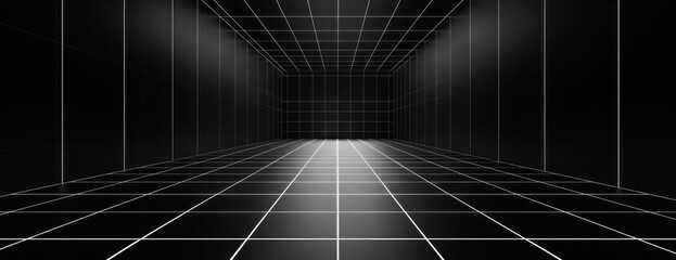 Black grid with white lines futuristic background virtual