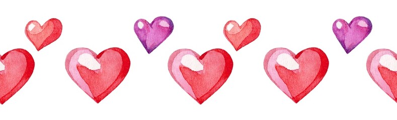 Colorful hearts in various shades arranged in a whimsical pattern for a decorative purpose