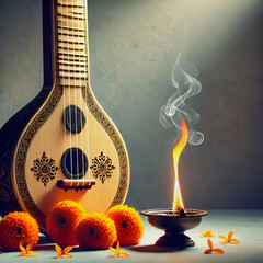 Sarasvati for happy Vasant Panchami poster, banner, background design