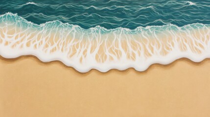 Obraz premium A serene beach scene with gentle waves lapping at the sandy shore.