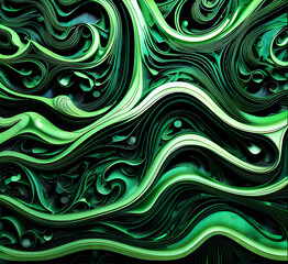 Obraz premium Tilted angle undulating textured muted green wave background, shapes and textures, color background.Modern abstract bright amazing, modern design poster background, Generative AI