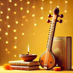 Sarasvati for happy Vasant Panchami poster, banner, background design