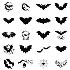 Naklejka premium Bat Silhouette illustration Vector, Halloween Bat Clipart Design Bundle