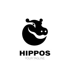 Hippopotamus Logo. Hippo Logo Design. Hippopotamus Logo Brand. Hippopotamus Logo Vector Design Isolated on White Background