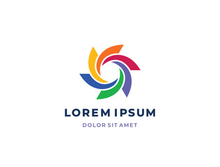 Abstract Colorful Logo. Creative Dynamic Round Logotype. Connection Symbol.