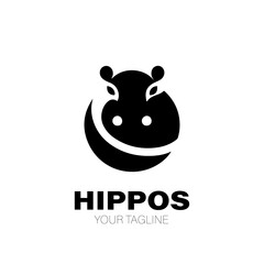 Hippopotamus Logo. Hippo Logo Design. Hippopotamus Logo Brand. Hippopotamus Logo Vector Design Isolated on White Background