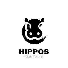 Hippopotamus Logo. Hippo Logo Design. Hippopotamus Logo Brand. Hippopotamus Logo Vector Design Isolated on White Background