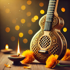 Sarasvati for happy Vasant Panchami poster, banner, background design