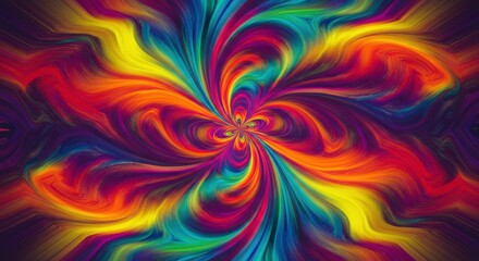 Vibrant Kaleidoscope: A mesmerizing abstract artwork explodes with swirling vibrant colors, creating a dynamic and hypnotic visual experience. The interplay of reds, oranges, yellows, blues.