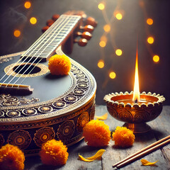 Sarasvati for happy Vasant Panchami poster, banner, background design