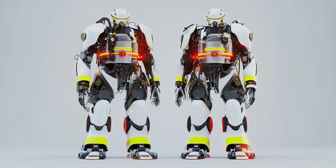 Fototapeta premium Robots equipped for rescue operations in a futuristic setting