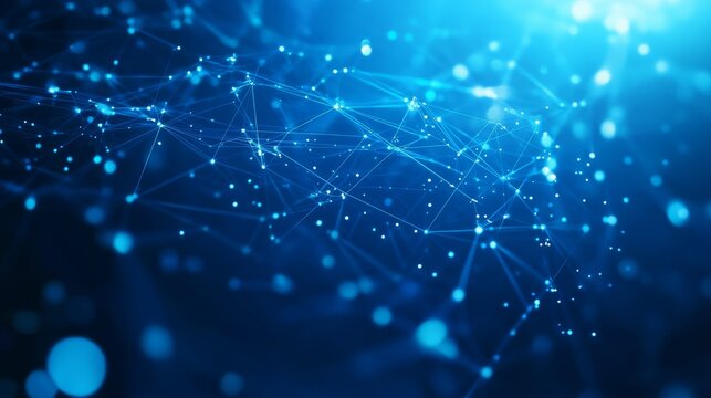 Block chain network, Blockchain network concept , Distributed register technology , Block chain text and computer connection with blue background, Generative AI - Powered by Adobe