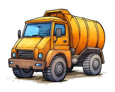 recommend clip art: Colorful Cartoon Illustration of a Vintage Cement Mixer Truck