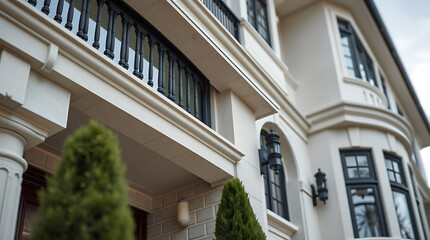 Obraz premium Luxury Home Exterior: Elegant Facade and Architectural Details