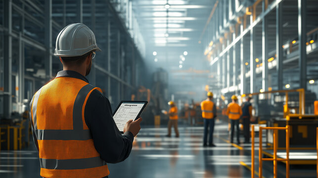 Industrie-Sicherheitspr&uuml;fung: Inspektoren bewerten Schutzma&szlig;nahmen. Generative AI KI