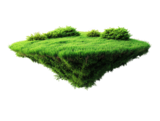 floating patch of lush green grass. resembling a small island or terrain suspended in the air the grass is vibrant and well-maintained. suggesting a serene and idyllic environment. possibly used for c