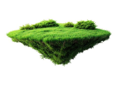 floating patch of lush green grass. resembling a small island or terrain suspended in the air the grass is vibrant and well-maintained. suggesting a serene and idyllic environment. possibly used for c