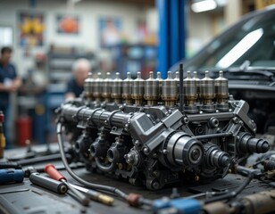 Naklejka premium engine close up