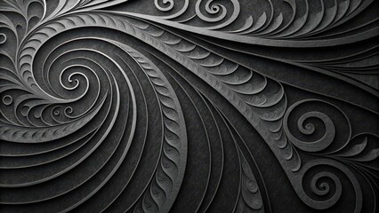 Dark Metal Swirls An Elegant Abstract Design with Intricate Filigree and Curving Lines
