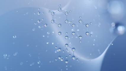 reboxetine molecular structure, 3d model molecule, antidepressant, structural chemical formula view from a microscope