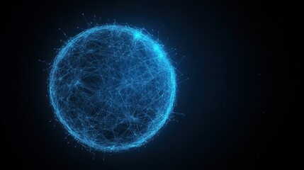 Obraz premium Abstract interconnected sphere, visualization of global network and data connections