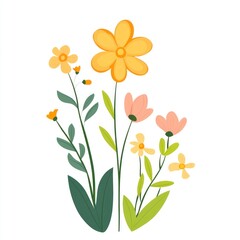 Obraz premium Flat vector of spring flower art blossoms petal