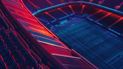 Obraz premium football stadium in the evening red and blue color neon light