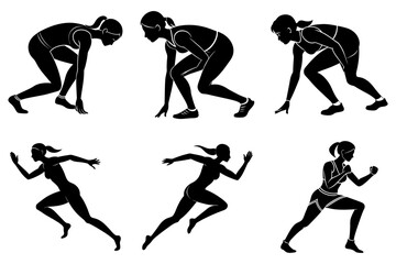 Woman fitness workout silhouette bundle isolated minimal set