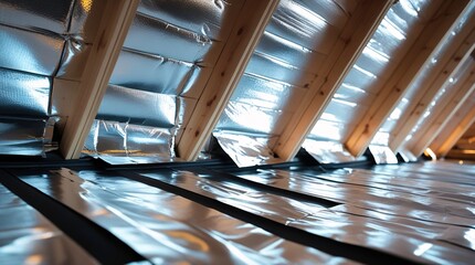 Installed Reflective Foil Insulation on Roof Interior
