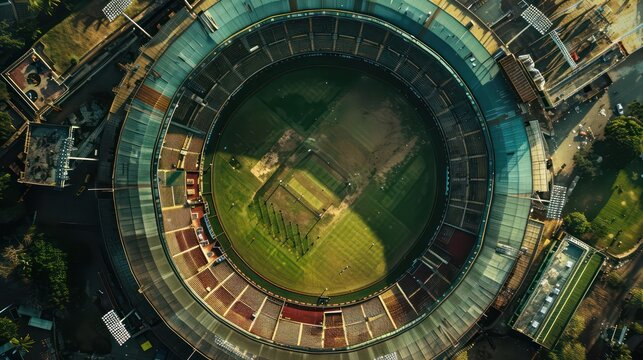 Top view of a cricket stadium