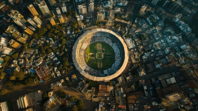 Top view of a cricket stadium