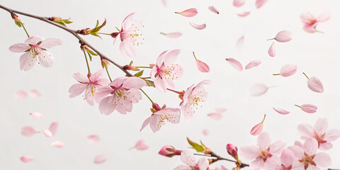 Fototapeta premium Delicate Petal Flowers Flying in the Air During Spring Season, Capturing the Essence of Renewal