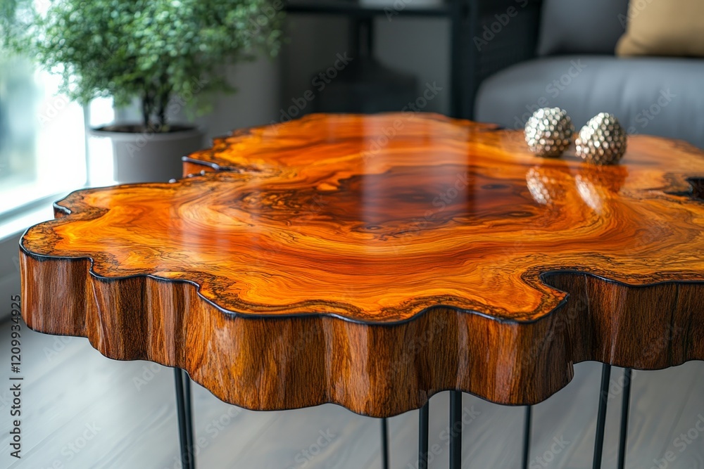 Poster this image depicts a rustic wooden tabletop with vibrant orange tones and intricate natural patterns