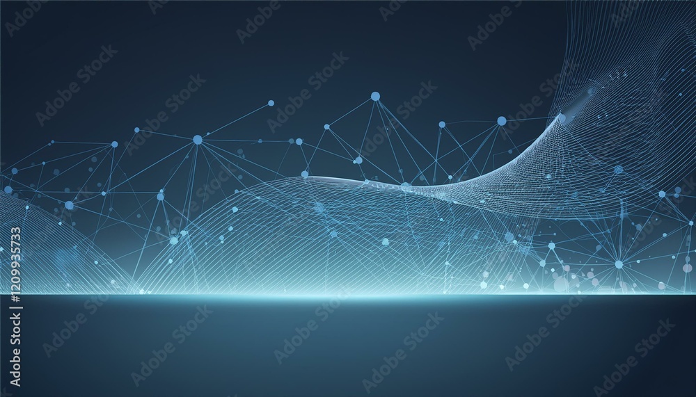 Poster Website header or banner design with abstract geometric background and connecting dots and lines. Generated image