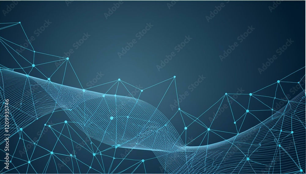 Poster Website header or banner design with abstract geometric background and connecting dots and lines. Generated image