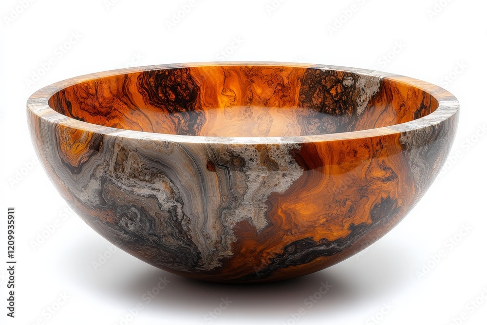 Aufkleber an orange and black marbled bowl with dynamic patterns. its bold design stands out, creating a stunn