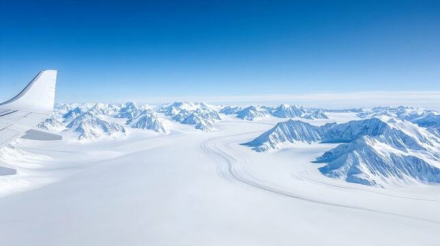 Fototapeta Aletsch Glacier as seen from aircraft window