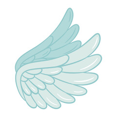 Fototapeta premium Angel wings cartoon doodle style. Hand drawn Trendy flat style cartoon isolated icon. Cupid wings. Vector illustration for web graphic design, poster, T-shirt print, Valentine’s Day Greeting Card.