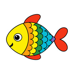 Colorful Cartoon Fish Vector  for Kids.