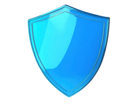 stylized blue shield with a glossy finish and a subtle outline. representing protection. security. or defense its design suggests a modern and digital aesthetic. often used in contexts related to cybe - Powered by Adobe