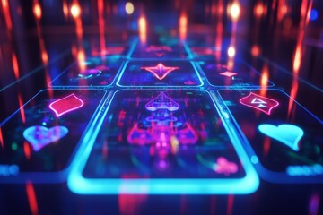 Neon Playing Card Table Casino Vibes