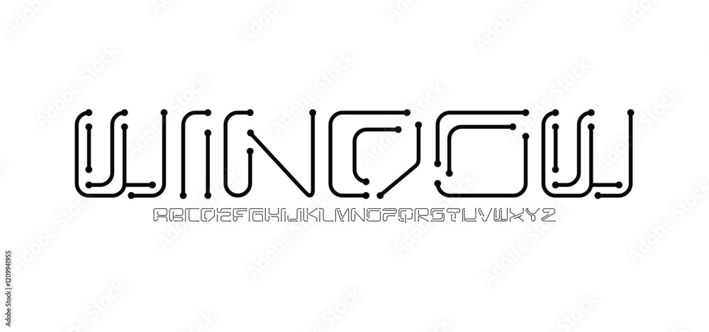 Fototapete modern techno font, futuristic line type of english alphabet letters and numbers. minimal tech typef