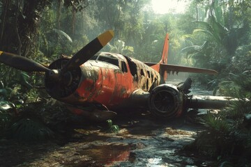 Obraz premium Lost Jungle Plane Crash
