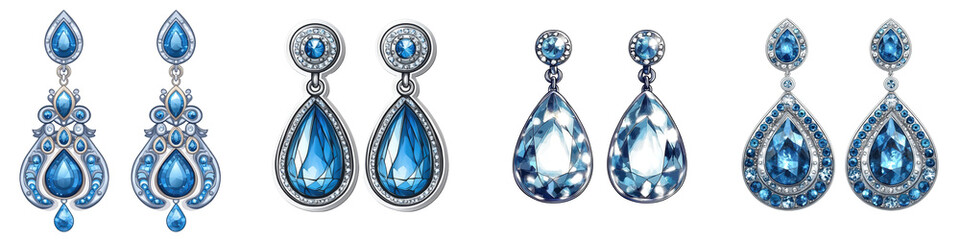 Elegant Collection of Blue Dangle Earrings Featuring Stunning Gemstones and Intricate Silver Designs