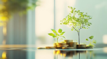 The idea is to protect the balance of the environment and increase people's love for the environment. The environment is represented by green plants and some coins, which are symbols of success.