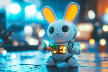 Robotic Bunny Holding Carrot
