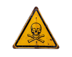 danger sign with skull and cross bones isolated on white background PNG.AI GENERATED