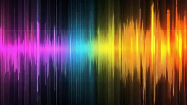 Audio waveform illustration showcasing sound frequencies in a colorful spectrum